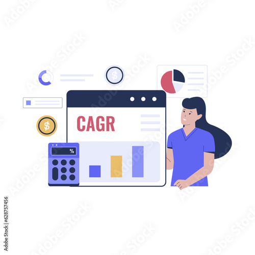 Business compound average growth rate illustration. Flat vector illustration isolated on white background