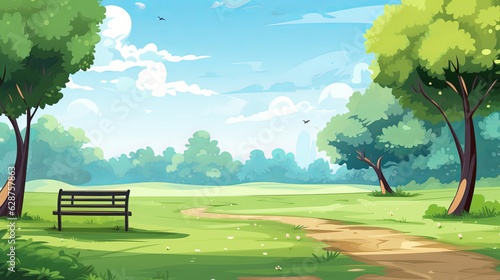 forest scene with various forest trees vector style, Generative ai