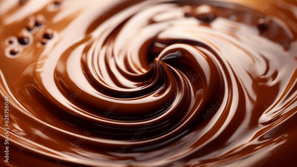 photograph of Melted chocolate swirl background macro lens realistic studio lighting. generative ai photograph of Melted chocolate swirl background macro lens realistic studio lighting. generative ai