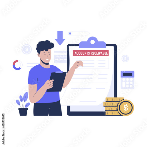 Accounts receivable illustration design concept business. Flat vector illustration isolated on white background