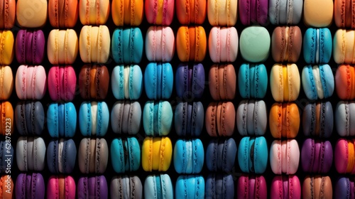 Colorful sweet macarons. A colorful and delicious dessert for a wonderful treat. Generative AI