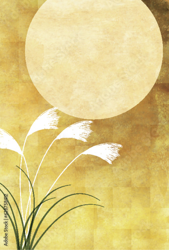 十五夜　月見　ススキ　秋　背景