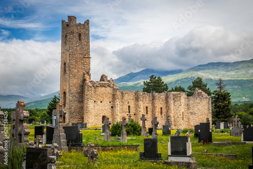 Cetina, Croatia. 06-12-2023. Remains of Church of Holy Salvation  at Cetina in  Croatia. photo