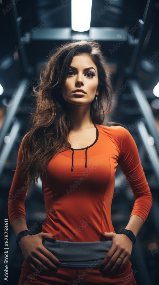 Beautiful woman in the gym. Concept of physical fitness and health. Generative AI
