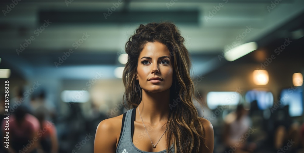 Beautiful woman in the gym. Concept of physical fitness and health. Generative AI