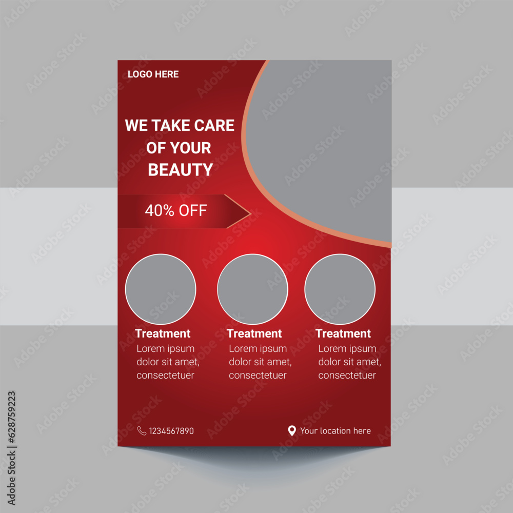 Beauty Care Spa Hair Salon Flyer Editable A4 Size Brochure Template