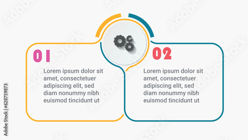 Infographic design template. Timeline concept with 2 steps. Can be used for workflow layout, diagram, banner, webdesign. 
