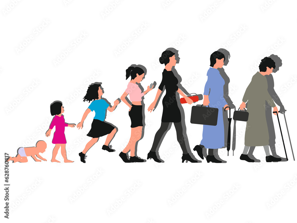 Fototapeta premium set of human cycle stage child to old illustration