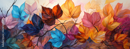 Wallpaper Mural Fragment of multicolored organic flower texture painting. Abstract art background. oil on canvas, generative ai Torontodigital.ca