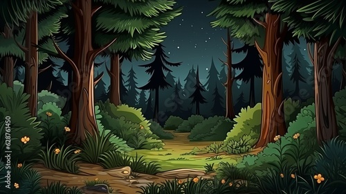 Vector style forest with tree  Generative ai