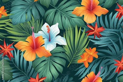 Colorful Vibrant Hand Drawn Unique Flowers Graphic Illustration Background © AberrantRealities