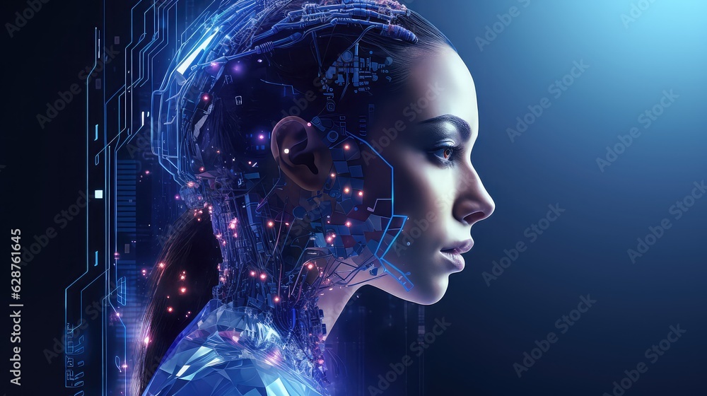 Advance Technology on Neuro, NLP and AI field with Blue and purple theme Advance Technology on Neuro, NLP and AI field with Blue and purple theme