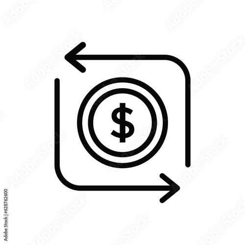 thin line easy cash flow with dollar icon. concept of us currency sign for business or speed cashflow. linear simple trend modern minimal refinance logotype graphic stroke art design isolated on white