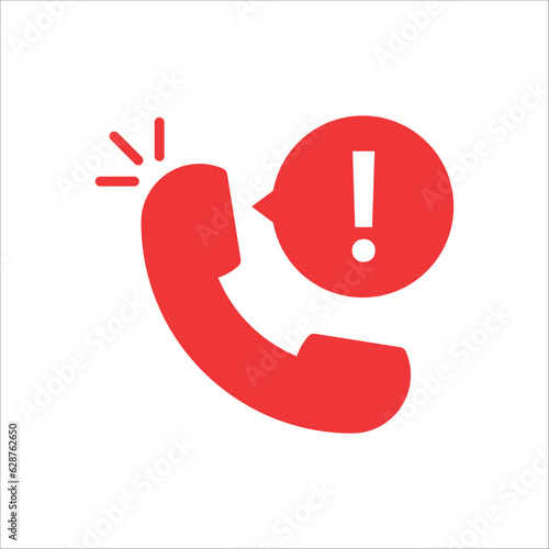 urgent call with handset and bubble. simple flat style trend modern logotype graphic design isolated on white background. concept of 24/7 delivery service or crisis support help desk or risk pop up