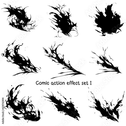 Valokuva power blast comic action effect drawing lines generated with AI