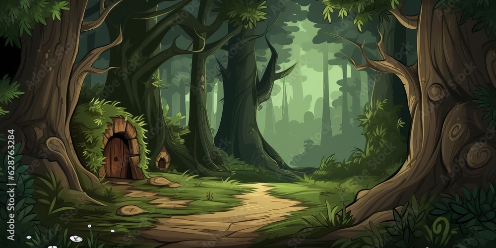 Obraz premium Vector style forest with tree, Generative ai