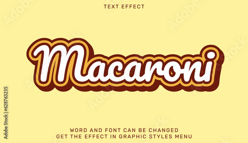Macaroni text effect template in 3d design. Text emblem for advertising  branding  business logo