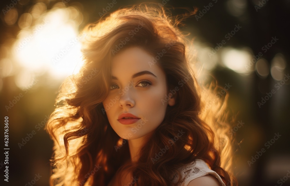 Portrait of a beautiful woman at sunset. Generative AI Portrait of a beautiful woman at sunset. Generative AI