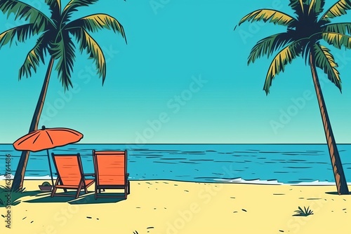 Colorized Drawing of a Tropical Summer Beach © AberrantRealities