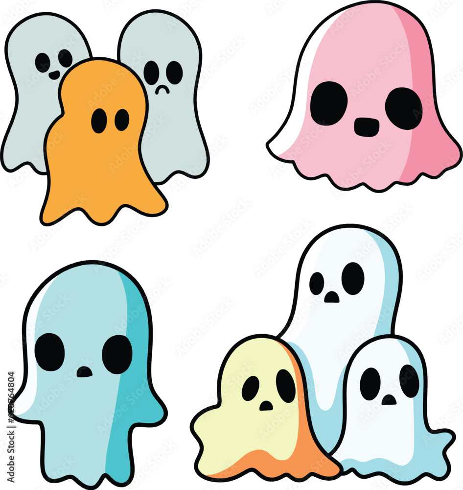 Fototapeta premium Halloween ghost holiday evil doodle