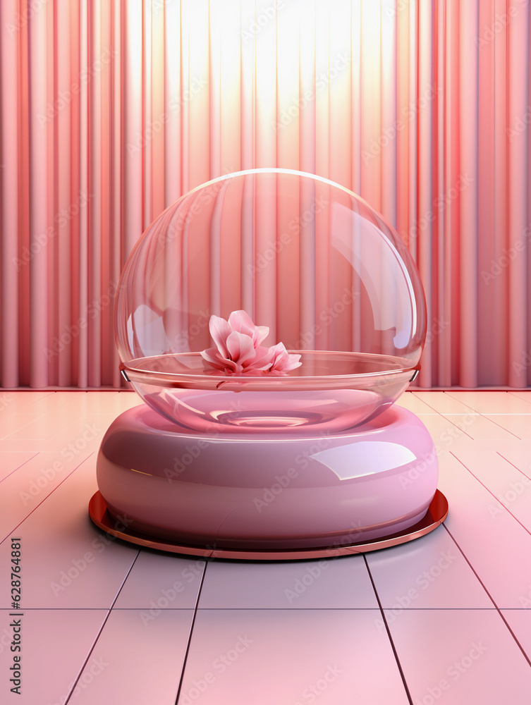 crystal ball with flower on the pink background. crystal ball with flower on the pink background.