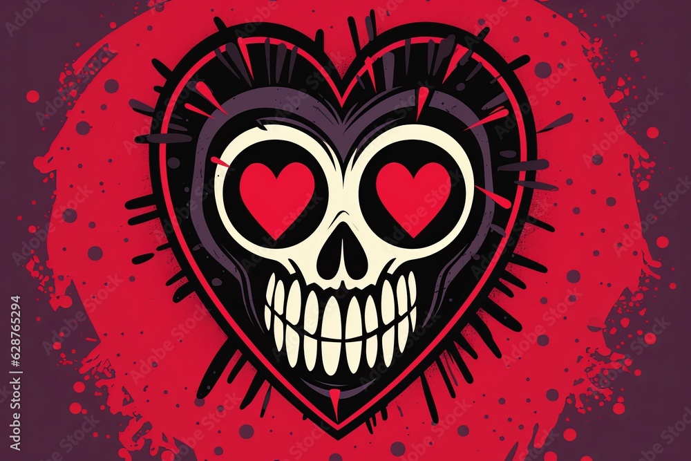 Creepy Dark and Strange Themed Heart Design Minimalist Graphic Creepy Dark and Strange Themed Heart Design Minimalist Graphic