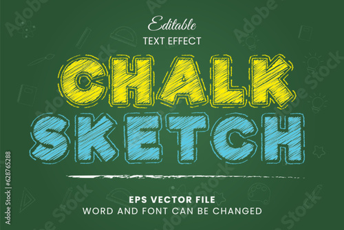 Chalk sketch texture vector text effect