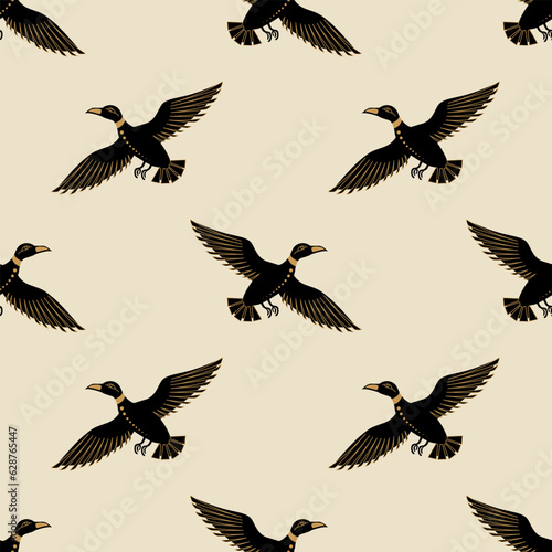 Ancient Egypt bird. Vector illustration. Seamless pattern © An Chubenko