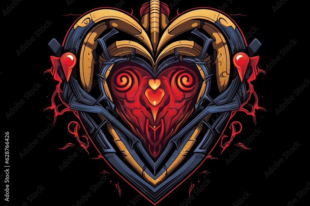 Fototapeta premium Creepy Dark and Strange Themed Heart Design Minimalist Graphic