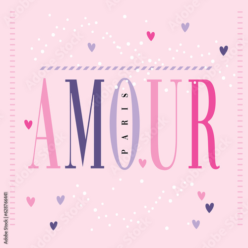 Amour pairs typography slogan for t shirt printing, tee graphic design.   photo
