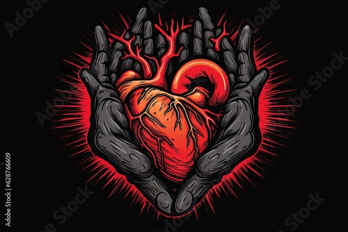 Creepy Dark and Strange Themed Heart Design Minimalist Graphic