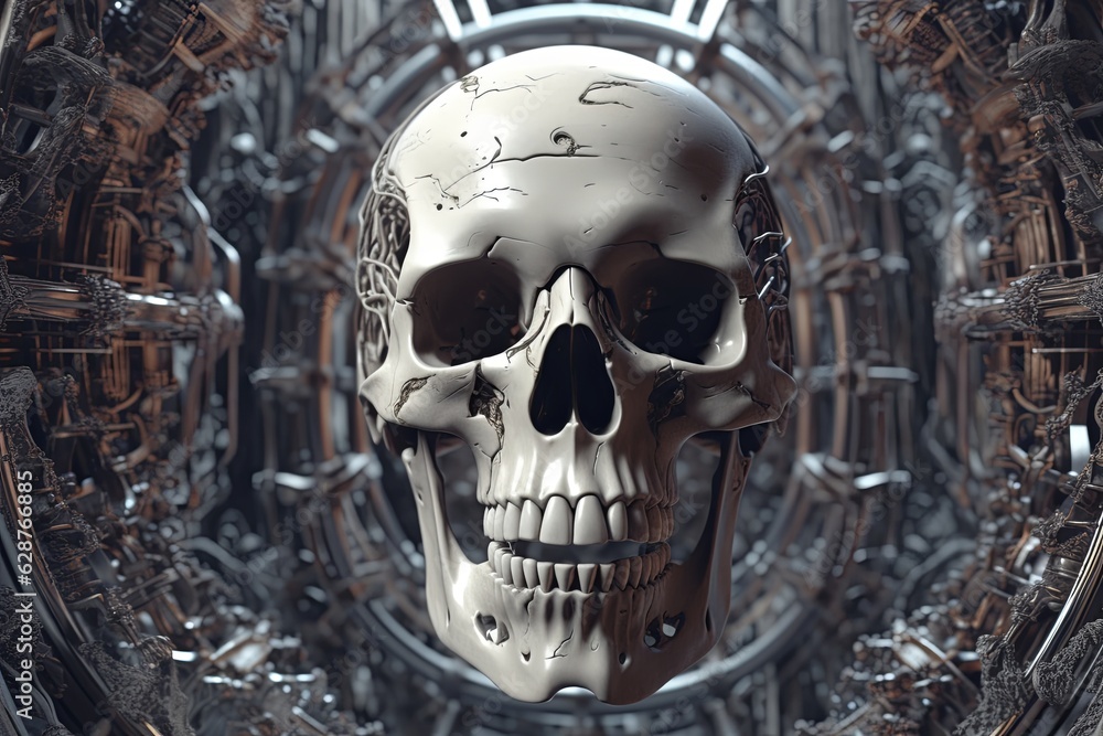 Cryptic Bizarre Dark Monster Skeleton Background with Otherworldly Design 3D Render Cryptic Bizarre Dark Monster Skeleton Background with Otherworldly Design 3D Render