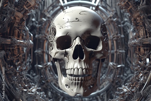 Cryptic Bizarre Dark Monster Skeleton Background with Otherworldly Design 3D Render