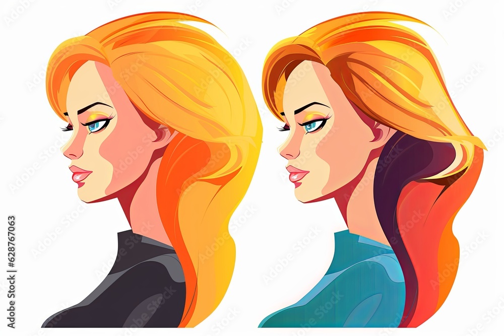 Cute Bold Graphical Minimalistic Female Profile Design Cute Bold Graphical Minimalistic Female Profile Design