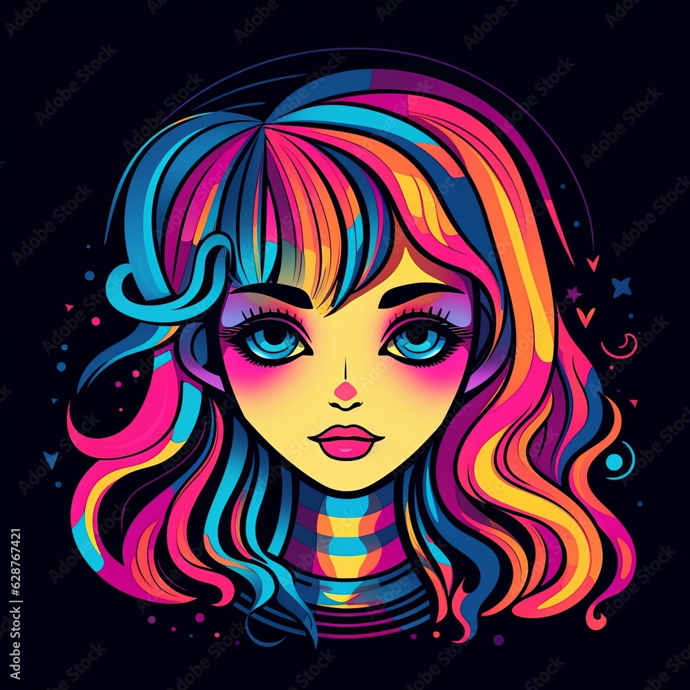 Cute Bold Graphical Minimalistic Female Profile Design Cute Bold Graphical Minimalistic Female Profile Design