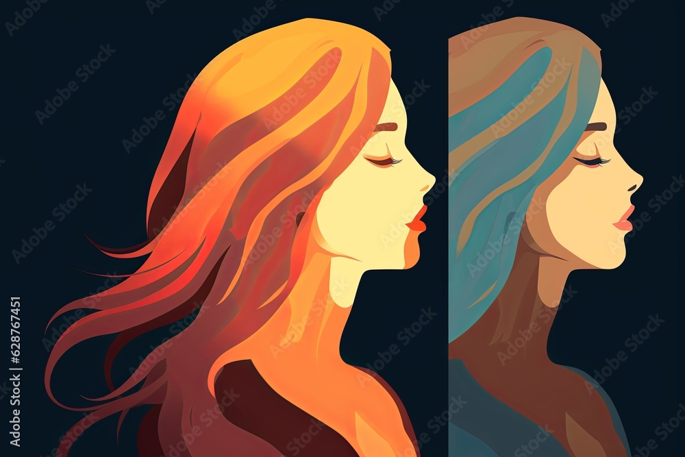 Cute Bold Graphical Minimalistic Female Profile Design Cute Bold Graphical Minimalistic Female Profile Design