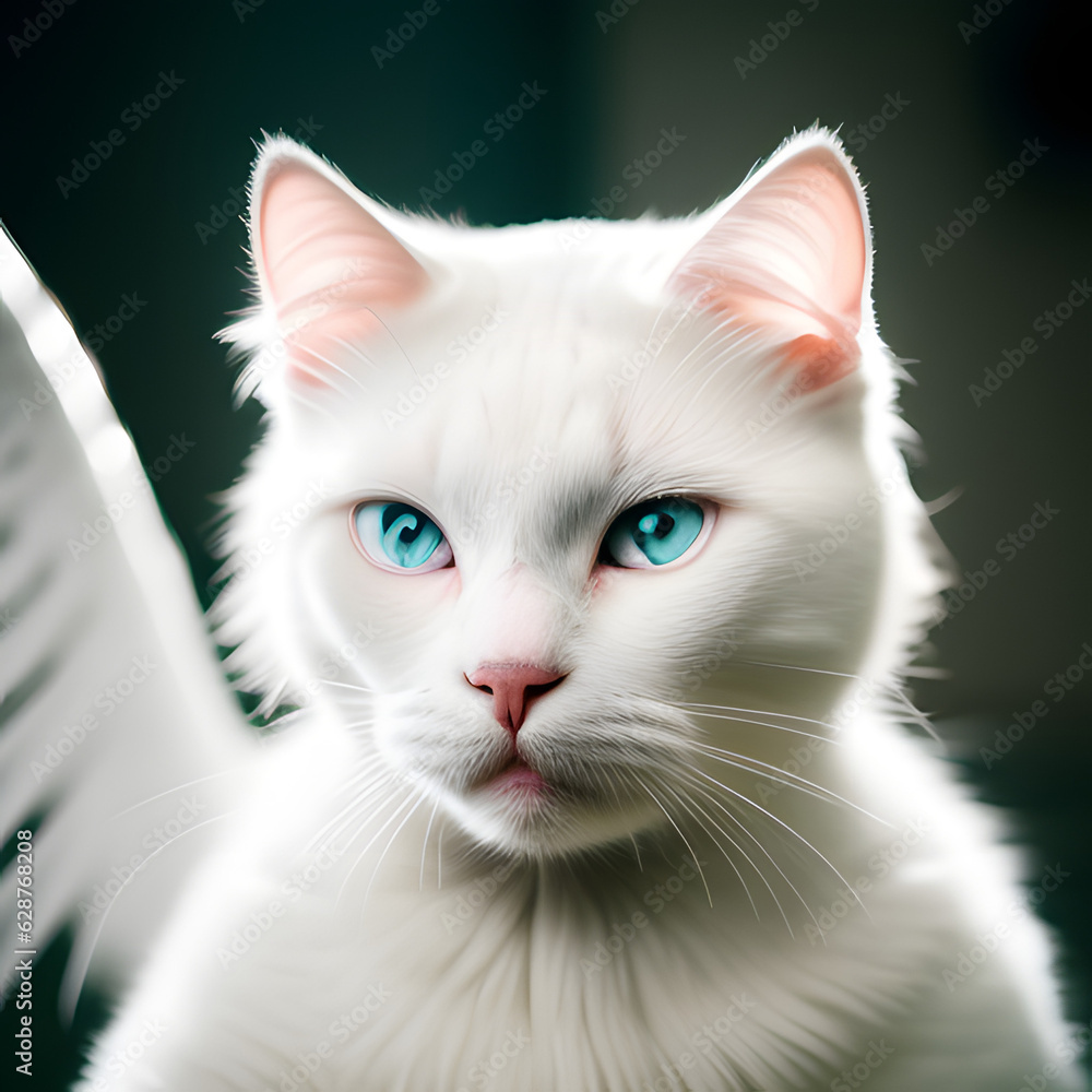 White Cat - Blue Eyes - Human-Like Cat - Generative AI White Cat - Blue Eyes - Human-Like Cat - Generative AI