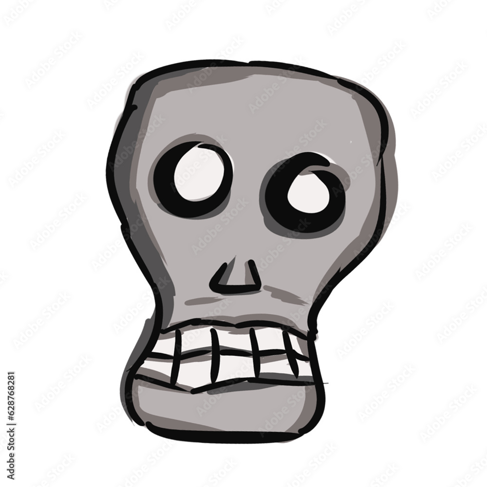 Fototapeta premium Hand Drawn Skull Icon. Vector Illustration. Transparent Background.