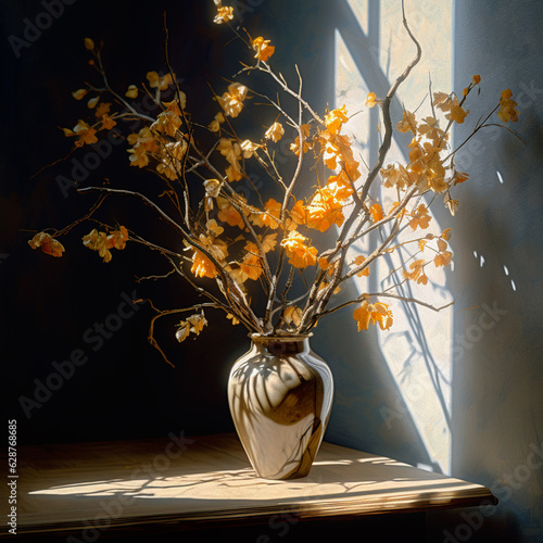 Beautiful flowers in a beautiful pot, unusual background, made by a professional. photo