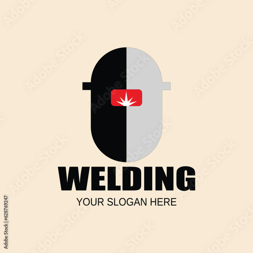 vector illustration of welding glass shield, can be used for dsigen logo sticker label