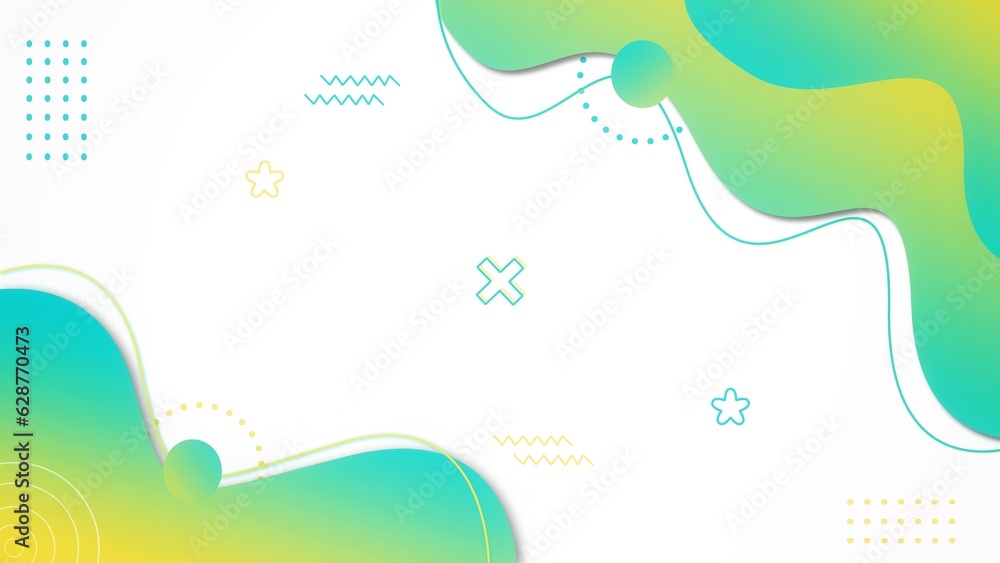 Template banner background with green and light blue gradient colors. Design with liquid form. Colorful template banner with gradient color. Design with liquid form.