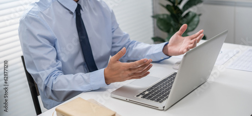 Video call    people online meeting with  business partner group startup new normal lifestyle teleconference. happy woman using laptop for Video call and online service concept.