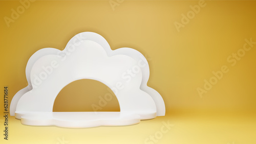 3d daisy flower podium yellow background vector. Beauty and cosmetic product display platform with chamomile floral shape. Simple and cute minimal spa showcase scene in studio design with space