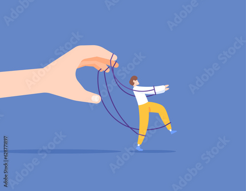 Controllers. The boss controls the workers. manipulative superiors. The big hand that controls the movement of people. regulate and control human behavior. control theory. illustration concept design
