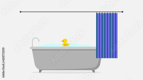 illustration of a bathtub with rubber duck and water bubbles computer wallpaper