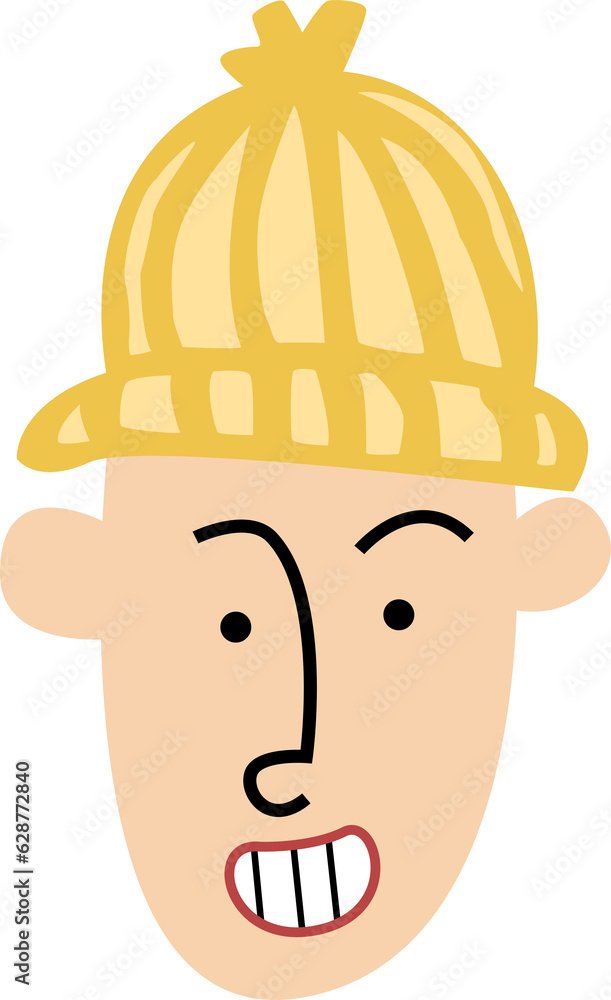 Smiling young men with yellow striped beanie hat character Smiling young men with yellow striped beanie hat character