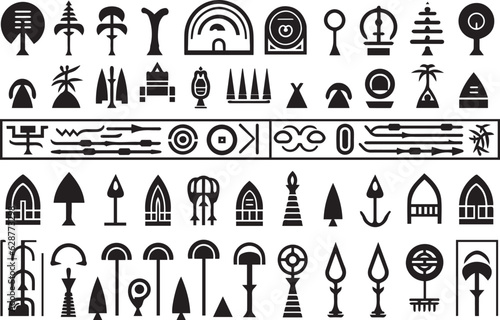 Ancient Egyptian hieroglyphics and symbols