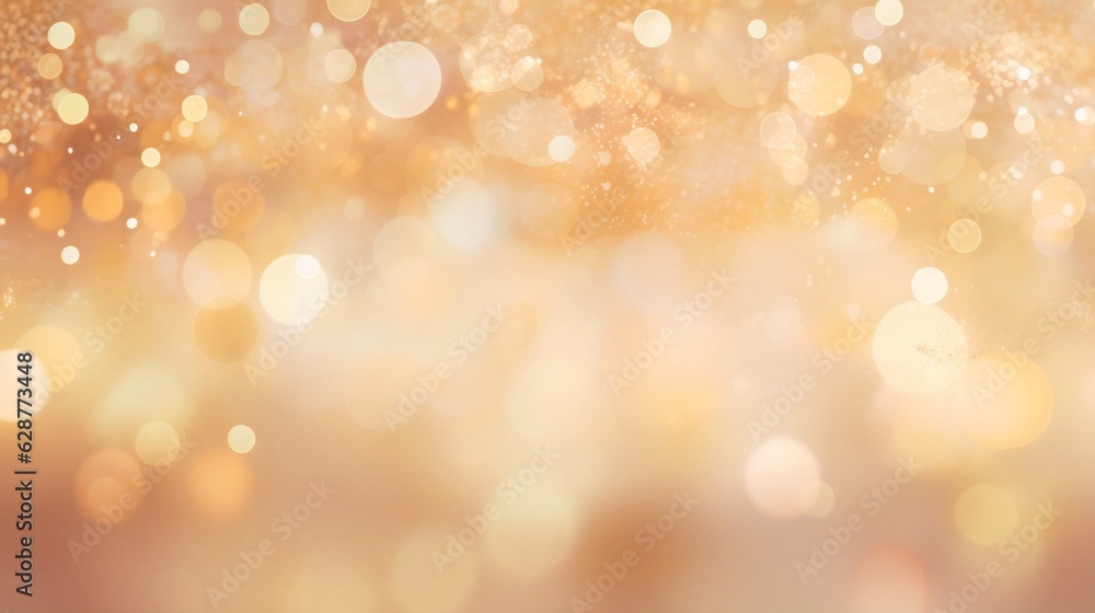 Generative AI : Vector abstract pastel Ivory and Gold background with blur bokeh light effect.