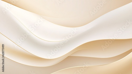 Generative AI : Golden lines luxury on cream color background. elegant realistic paper cut style 3d. Vector illustration about soft and beautiful feeling.