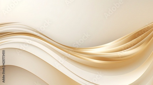 Generative AI : Golden lines luxury on cream color background. elegant realistic paper cut style 3d. Vector illustration about soft and beautiful feeling.